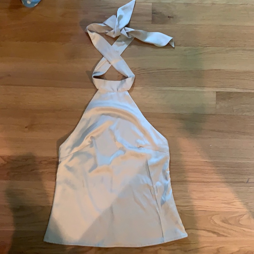 NASTYGAL satin halter tie top
